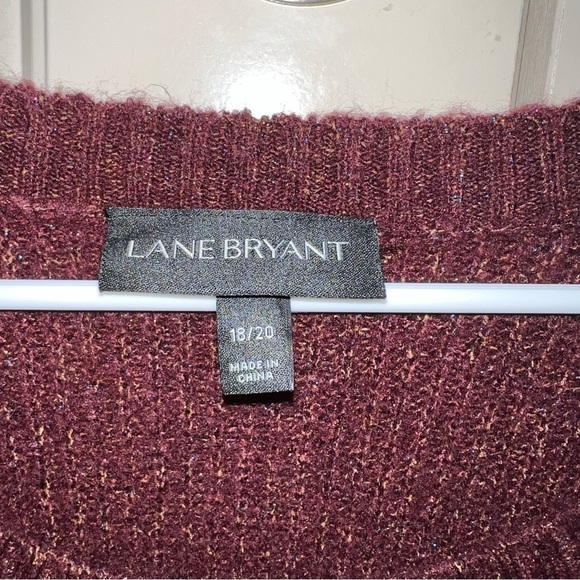 Lane Bryant Maroon and Metallic Sparkle Long Sleeve Sweater Size 18/20 - Picture 3 of 10